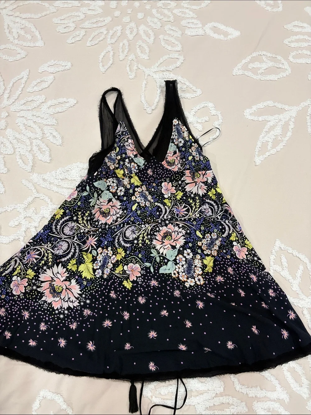 Free People Longwood Floral Print Boho V-Neck Slip Dress Size Small